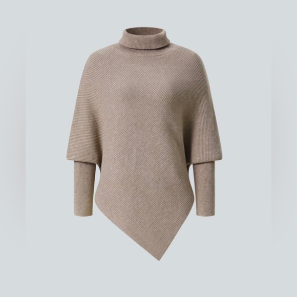 HALARA Taupe Women's Poncho Sweater - Picture 9 of 10